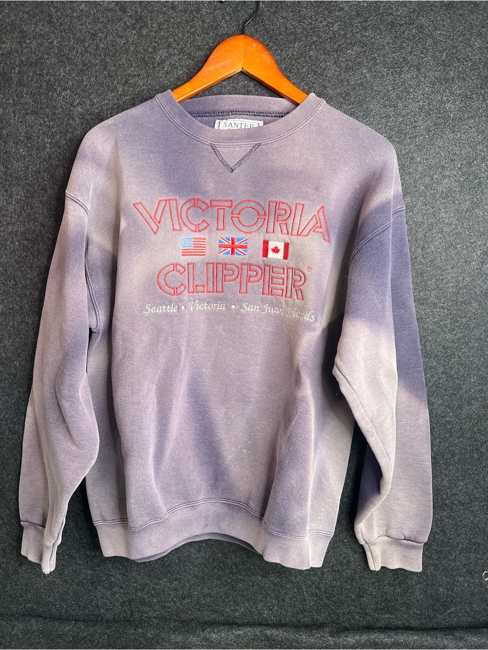 Vintage Victoria Canada Purple Tie-Dye Sweater Womens M Heavyweight Made In USA